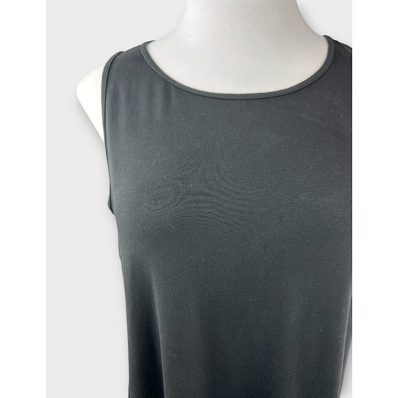 Eileen Fisher Stretch Jersey Knit Round Neck Dress Maxi Sleeveless Black Size XL - Picture 7 of 16